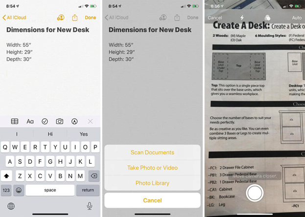 screenshot showing how to scan documents from an iphone