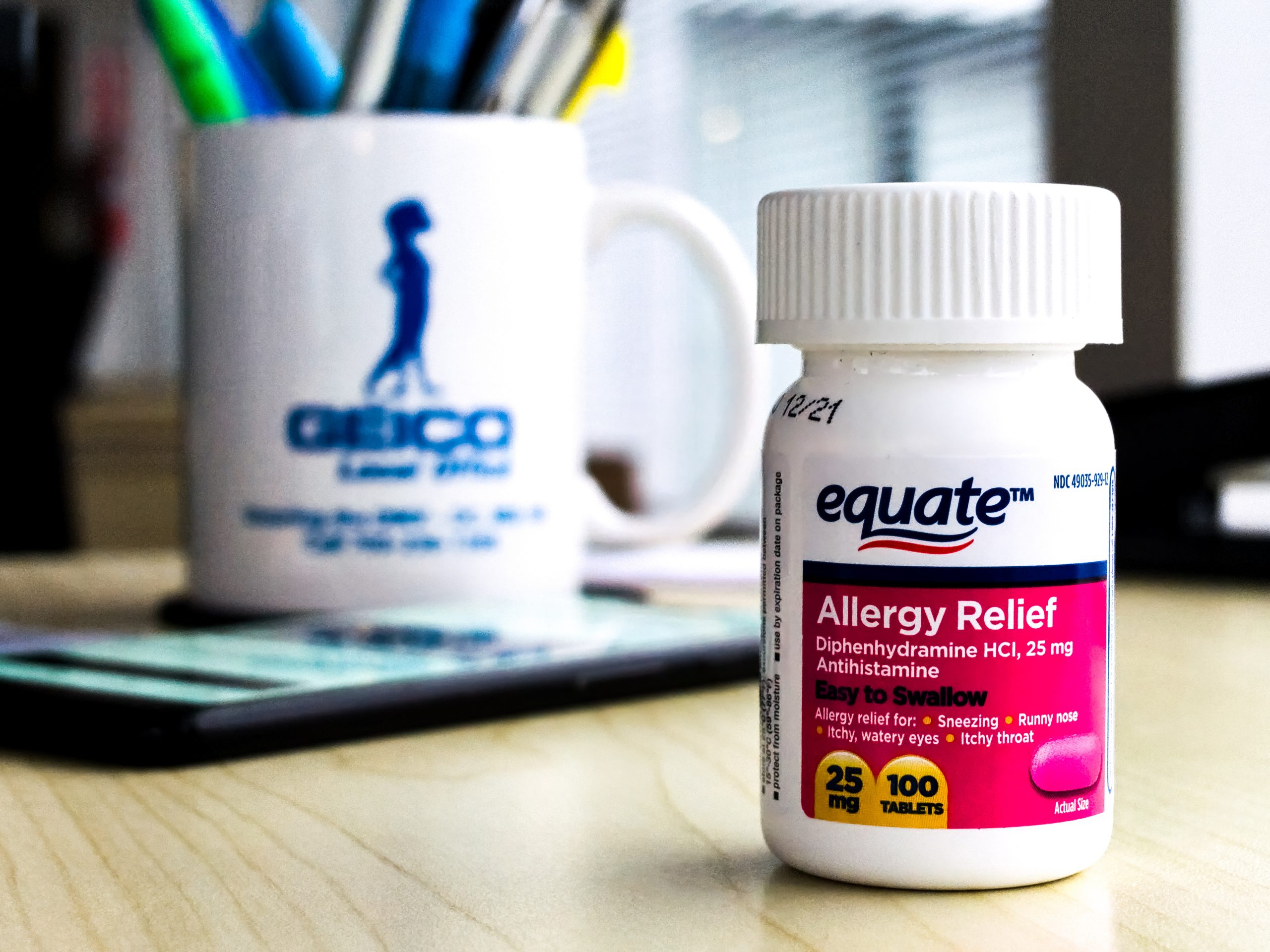 equate allergy relief tablets 100 tablets bottle