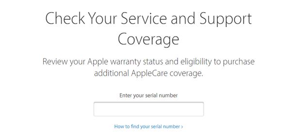 Screenshot from apple website showing service and support coverage