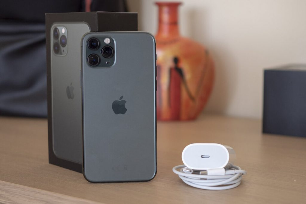 iPhone 11 Pro Max on the table with box and charger