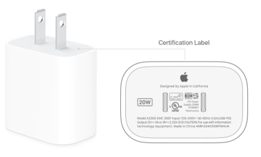 apple charger picture from apple manual