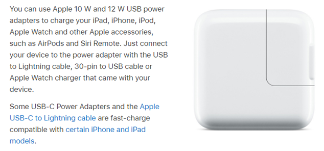 apple usb power adapter information