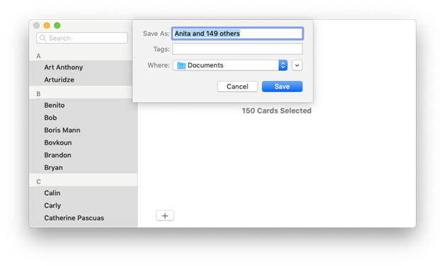mac screenshot showing export Sync Contacts from iPhone to Mac iCloud