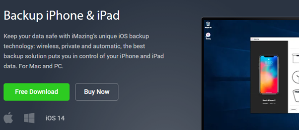 screenshot of apple website about backup iphone and ipad