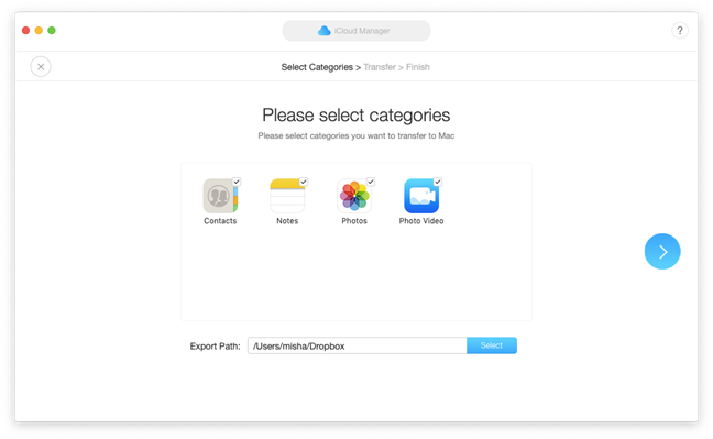 screenshot from mac of icloud manager