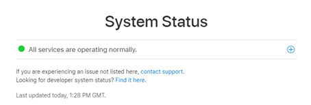 iCloud screenshot of system status