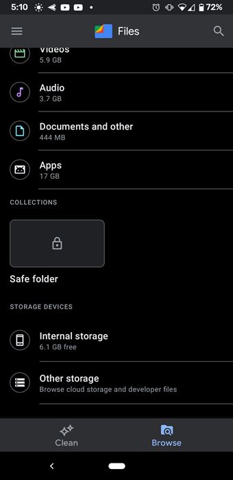 screenshot from an android phone of google files