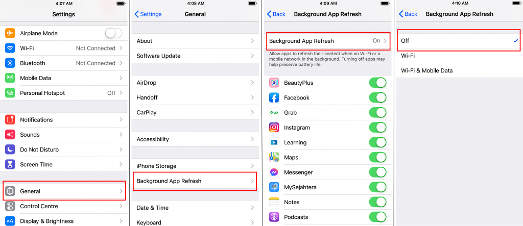 how to turn off background app refresh iphone screenshot step by step